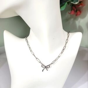 14k gold PVD STAINLESS STEEL Elegant Gold Bow Necklace HANDMADE